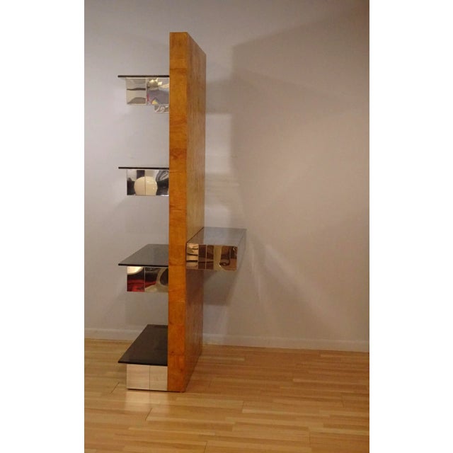 1970s Paul Evans Freestanding Monolith Etagere Burl Olive and Cityscape For Sale - Image 13 of 13