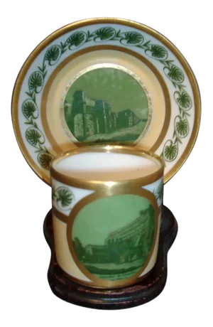 Early 19th Century Paris Porcelain Stone, Coquerel et Le Gros Tea Cup or Coffee Can & Saucer - a Pair