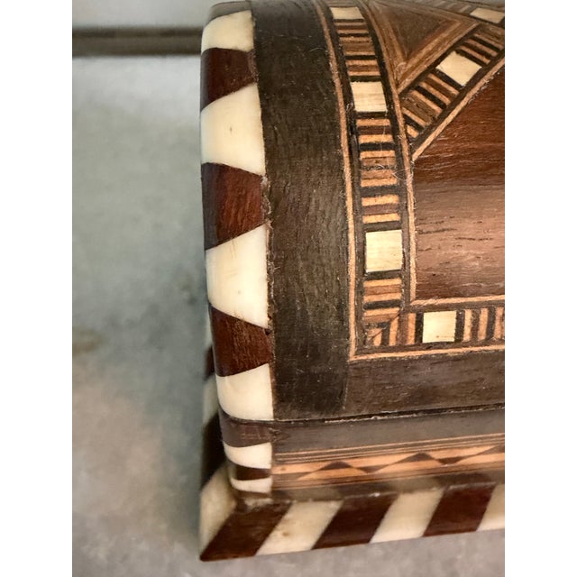 Rustic Mid 20th Century Wood Marquetry Box With Bone Inlay For Sale - Image 3 of 6