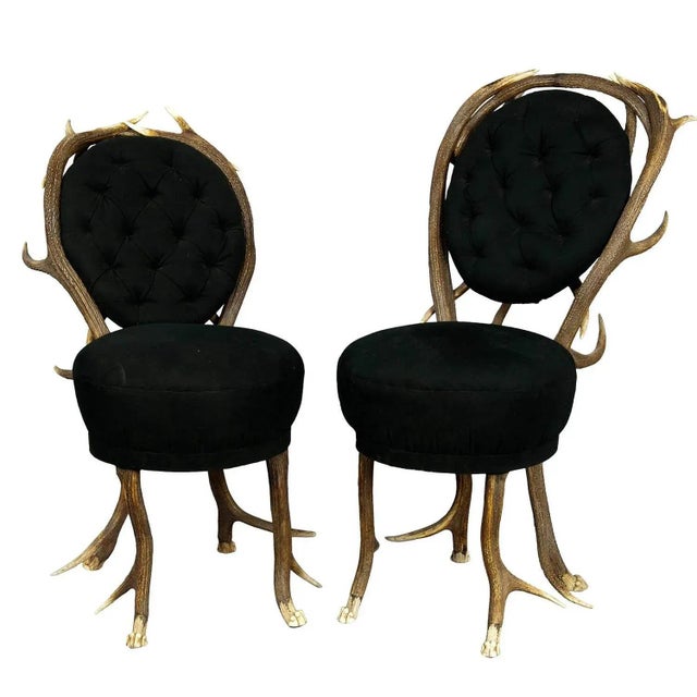 Mid 19th Century 1860s Antler Parlor Chairs - a Pair For Sale - Image 5 of 5