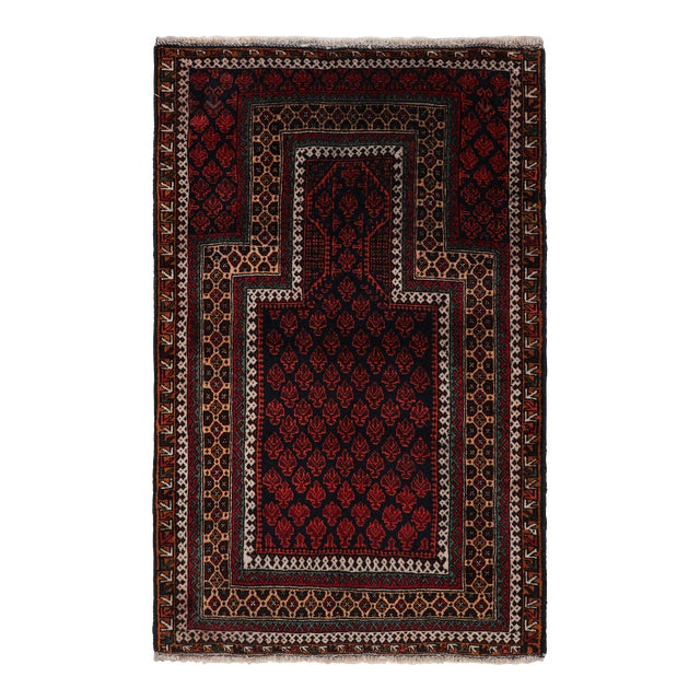 Rug & Kilim’s Persian Baluch Tribal Rug in Red With Geometric Patterns For Sale