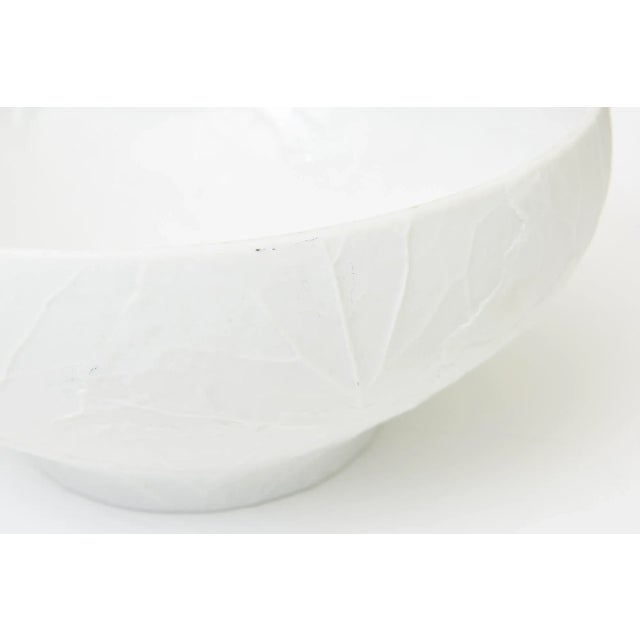 Ceramic Vintage Hallmarked Heinrich Bavaria Porcelain White Bisque Bowl With Textured Organic Design MCM For Sale - Image 7 of 10