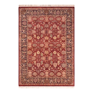 Shabby Chic 1990's Pak-Persian Red/Blue Wool Rug - 6'1'' X 8'10'' For Sale