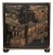 Chinoiserie Black Lacquer Bar Cabinet W/ Palace Pavilion Ascending Dragon For Sale