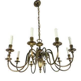 Ten-Light Liberty Brass Chandelier, 1950 For Sale