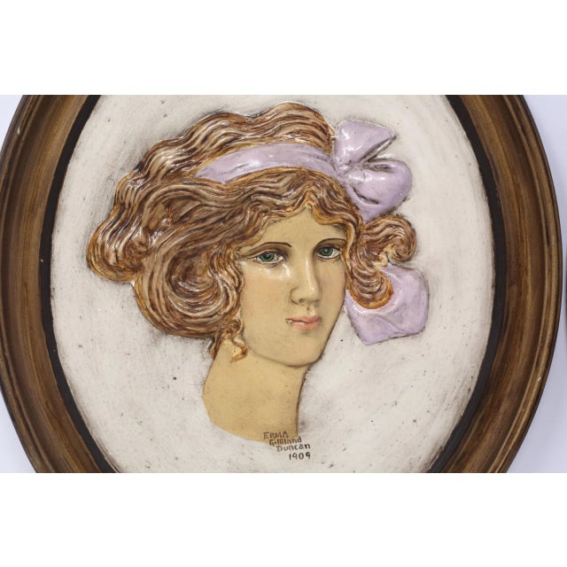 1970s Vintage Chalkware Gibson Girl Decorative Wall Plaques - Set of 2 For Sale - Image 5 of 13