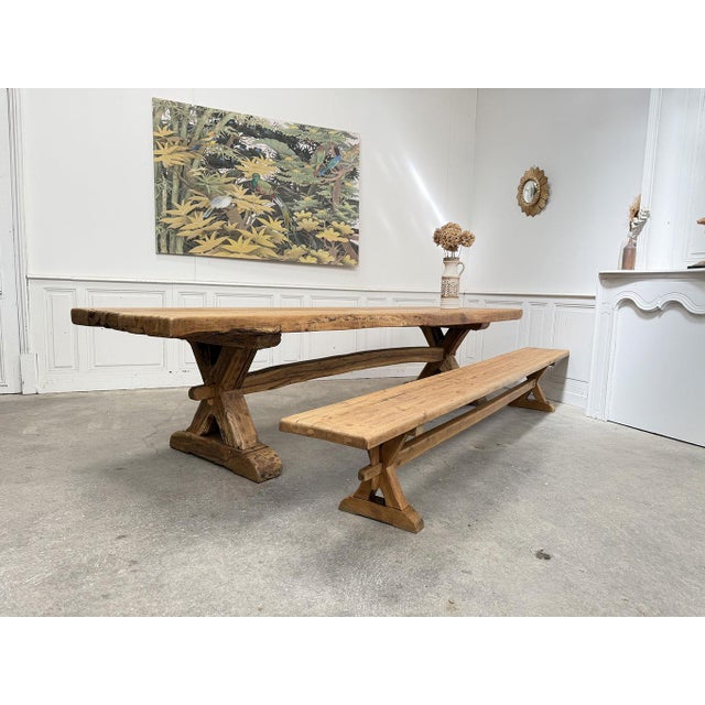 Large Vintage Oak Bench, 1950 For Sale - Image 9 of 10