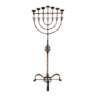 18th Century Iron Menorah/Candle Holder For Sale