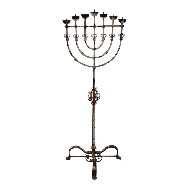 18th Century Iron Menorah/Candle Holder For Sale