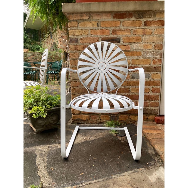 Metal Mid 20th Century Francois Carre Porch Rockers in White - A Pair, Attributed For Sale - Image 7 of 7