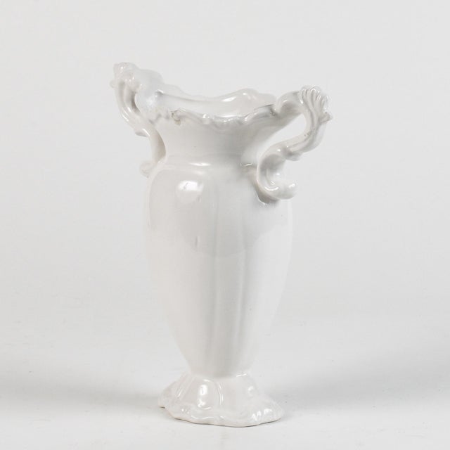 White Ceramic Vase with 2 Handles by Torino For Sale - Image 6 of 9