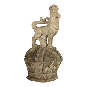 Mid 19th Century English Carved Stone Crowned Lion of the Royal Coat of Arms Architectural Element
