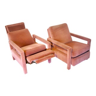 Vintage Mid Century Reclining Baughman Style Open Arm Parsons Chairs- A Pair For Sale
