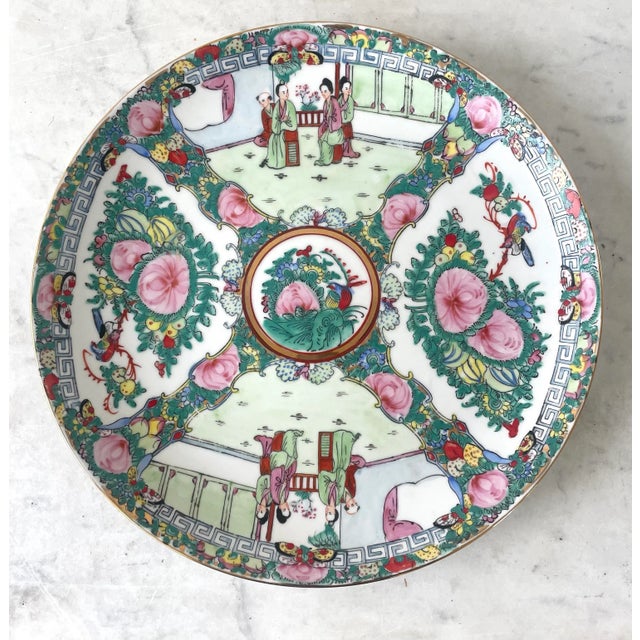 Raspberry Pink Vintage Japanese Porcelain Decorative Platter - Stamped For Sale - Image 8 of 8