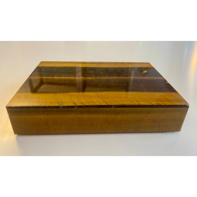 Handcrafted Tigers Eye Box with Sterling Silver Hinge, 1950 For Sale - Image 13 of 13
