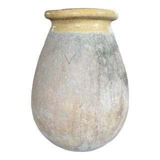 Large Circa 1900 French Antique Teardrop Biot Jar With Yellow Glaze For Sale