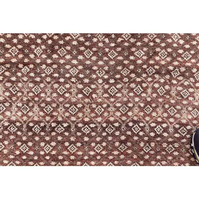 Antique Persian Malayer Chocolate Brown, Sandy Beige Hand Knotted Wool Rug For Sale - Image 9 of 9