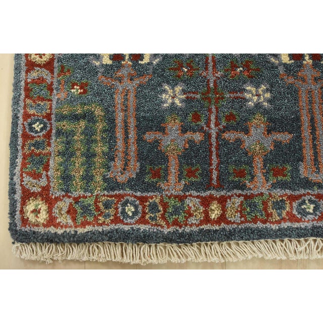 Heriz Rug 1’11” X 2’8” Blue Wool Tribal Hand-Knotted Oriental Carpet For Sale In Philadelphia - Image 6 of 8