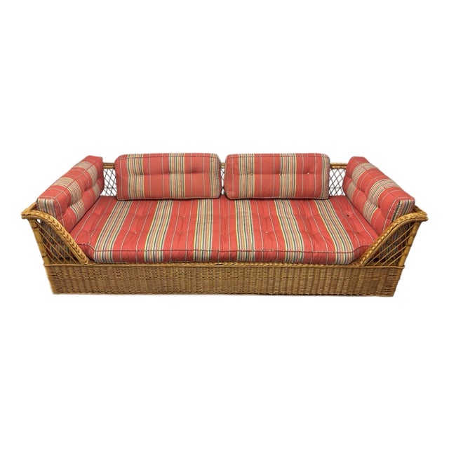 1990s McGuire Wicker Couch For Sale