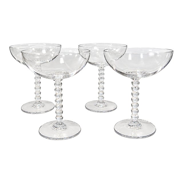 1990s Mikasa “Pearls” Crystal Champagne Coupes— Set of 4 For Sale