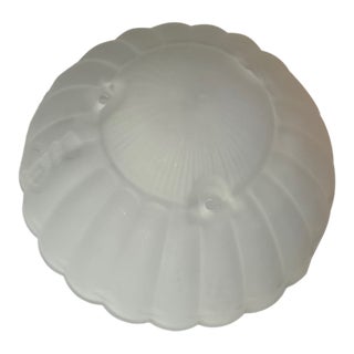 Vintage Frosted Glass Nautical Light Shade – Scalloped Shell Form With Rope Motif, Coastal Sconce or Flush Mount Globe For Sale