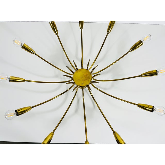Brass 12-Arm Sputnik Chandelier Arredoluce Attributed, 1950s For Sale - Image 9 of 13
