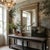 striking mid-century architectural overmantel mirror frame, meticulously transformed by hand into a museum-quality Swedish...