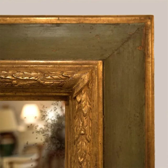 Paul Ferrante Paul Ferrante Alana 22k Gold Leaf & Olive Green Antiqued Mirror For Sale - Image 4 of 8