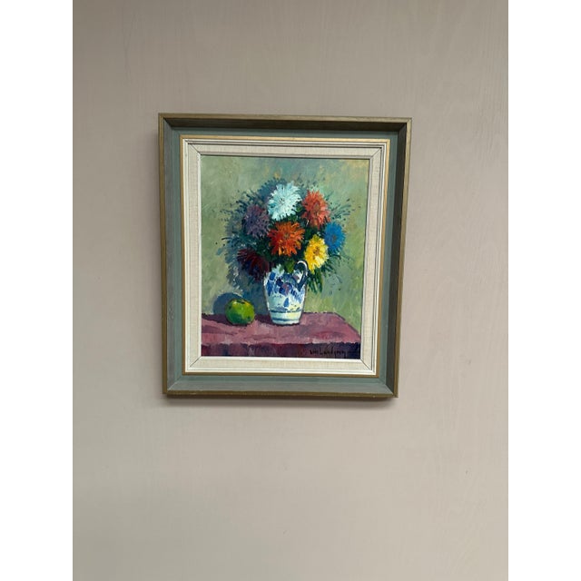 Eric Lundgren, Asters in Ceramic Vase, 1950s, Oil on Canvas, Framed For Sale - Image 6 of 18
