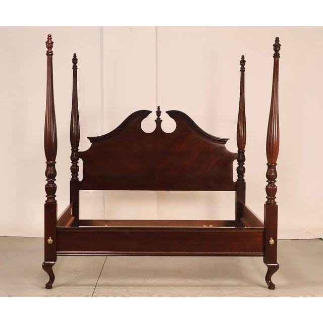 Thomasville Collectors Cherry Chippendale Style King Poster Bed For Sale - Image 15 of 18