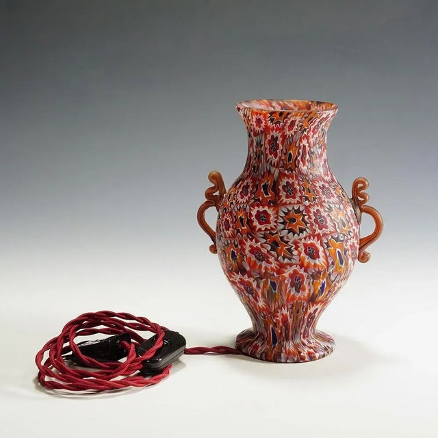 Antique Lamp with Handles from Brothers Toso Millefiori, Murano, 1910s For Sale - Image 4 of 9