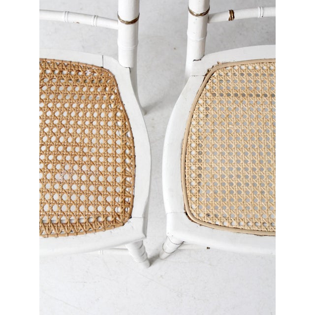 Antique Chiavari-Style Cane Seat Chairs Pair For Sale - Image 10 of 12