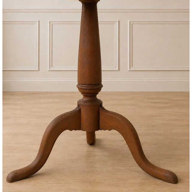 Hollywood Regency Vintage Round Oak Wood Table For Sale - Image 3 of 4
