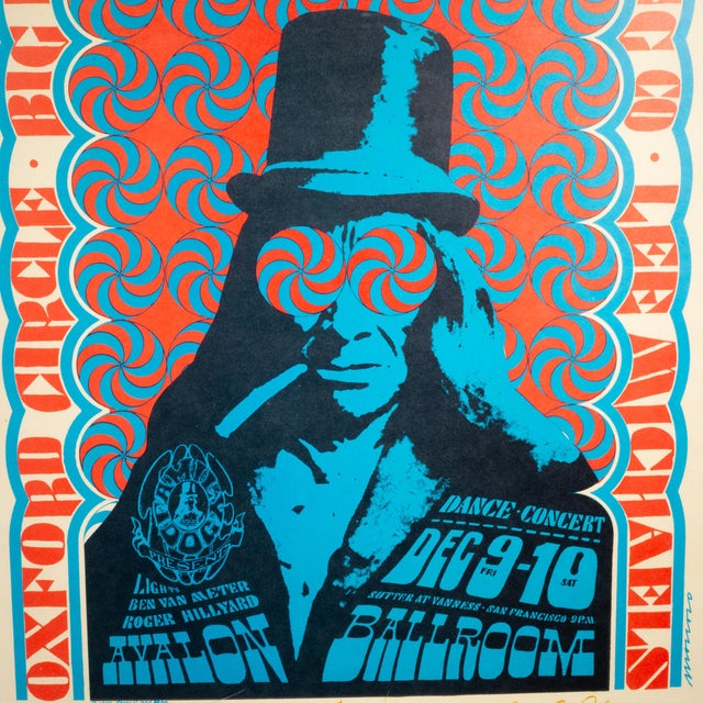 Mid-Century Modern Original Big Brother & the Holding Company Concert Poster, Signed, San Francisco 1966 For Sale - Image 3 of 7