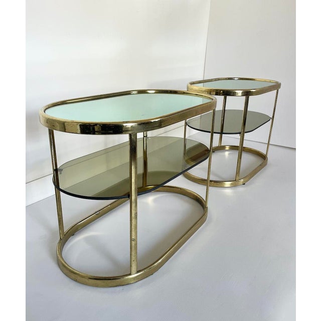 1970s Vintage Coffee Tables in Brass and Glass, 1970s, Set of 2 For Sale - Image 5 of 13
