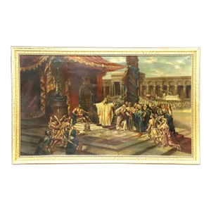 Antique Grand Tour, After Schussele of King Solomon and the Iron Worker, Framed Oil Painting