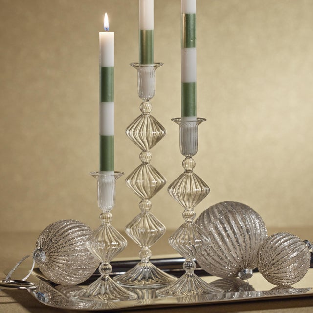 Contemporary Zyrandol Glass Taper Holders, Set of 2, 13" For Sale - Image 3 of 4