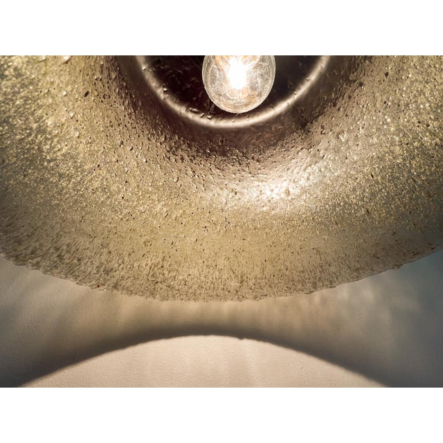 1970s Vintage Mushroom Pendant Lamp in Brass and Hand-Blown Glass from Peill & Putzler, Germany, 1970s For Sale - Image 5 of 11