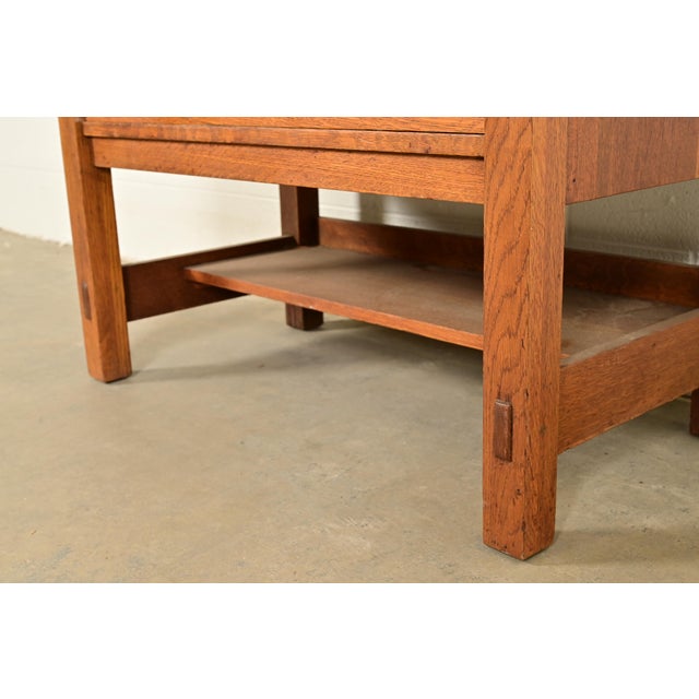 Lifetime Furniture Antique Mission Oak Arts & Crafts Drop Front Secretary Desk, Circa 1910 For Sale - Image 11 of 15