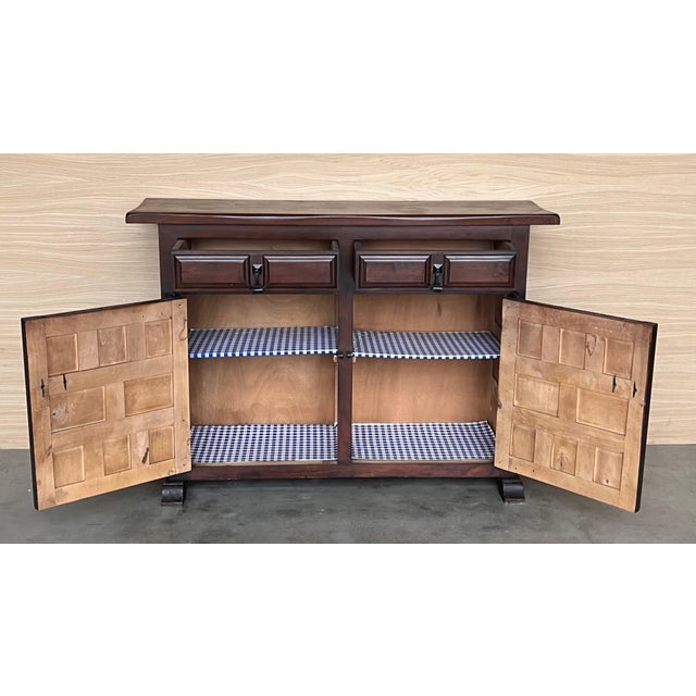 Late 19th Century Late 19th Century Spanish Baroque Carved Walnut Tuscan Two Drawer Credenza or Buffet For Sale - Image 5 of 18