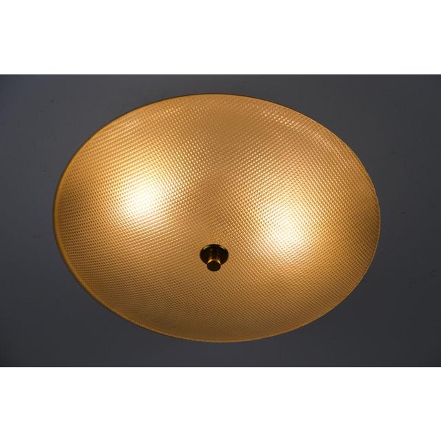 Stilnovo Mid-Century Modern Round Brass and Glass Flush Mount from Stilnovo, Italy, 1960s For Sale - Image 4 of 9