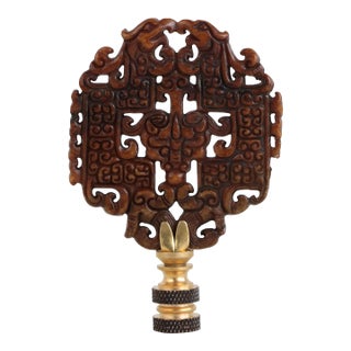 Chinese Archaic Style Carved Stone Lamp Finial For Sale