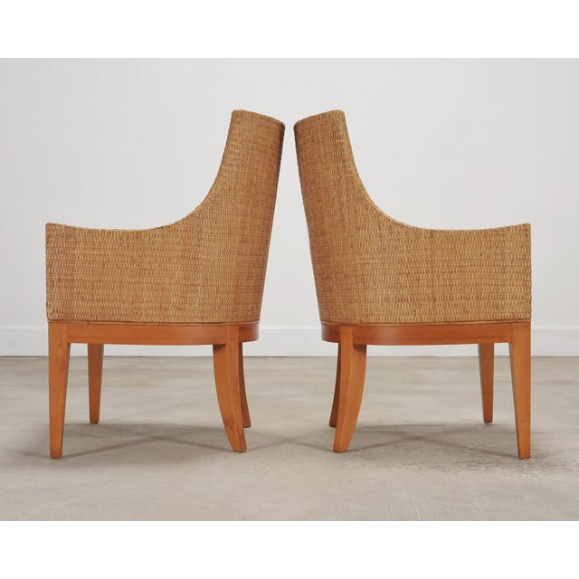 Tan Set of Six McGuire Umbria Woven Rattan Cane Dining Armchairs For Sale - Image 8 of 18