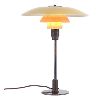 Table Lamp with Yellow Metal Top Shade by Poul Henningsen for Louis Poulsen, 1930s