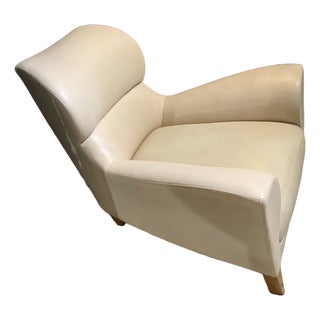 David Linley Aston Chair in Cream Leather For Sale