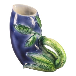 Vintage Hand Painted Ceramic Made in Italy Eggplant Form Aubergine Pitcher For Sale