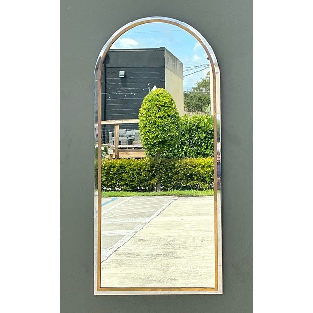 Vintage Arched Metal Mirror After Pace For Sale - Image 12 of 12