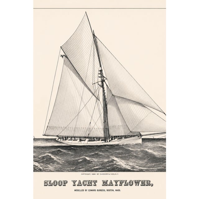 American Sloop Yacht Mayflower, Vintage Art Print Reproduction, 48" X 32" For Sale - Image 3 of 12
