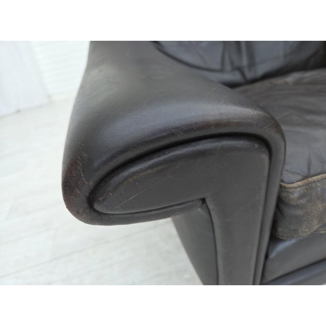 Danish Leather Swivel Armchair from Aage Christensen, 1960s For Sale - Image 4 of 18