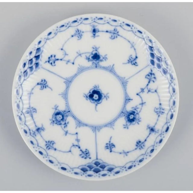 Ceramic Blue Fluted Half Lace Coffee Cups & Saucers from Royal Copenhagen, Set of 12 For Sale - Image 7 of 9